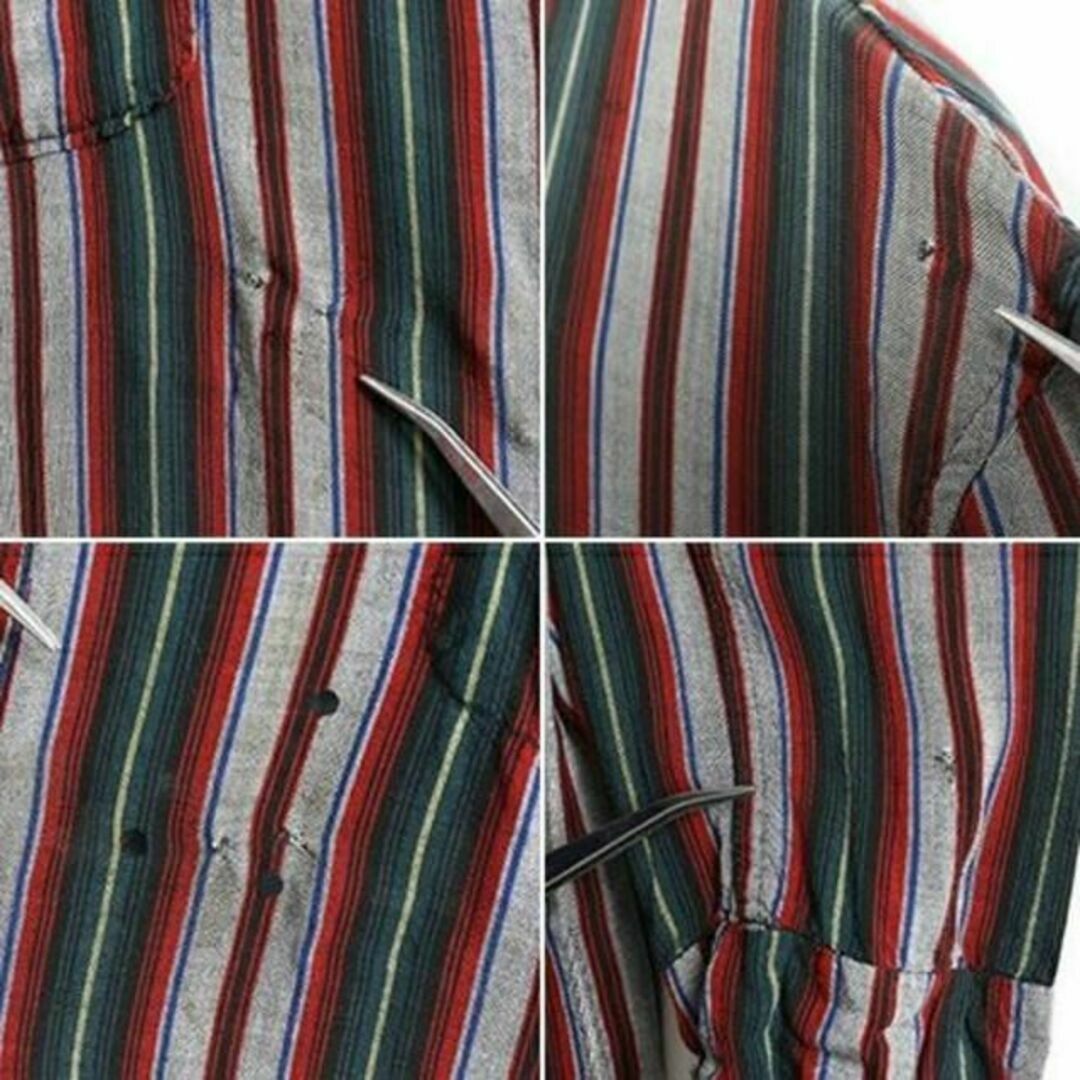 60's ビンテージ ■ ポケット付き マルチカラー ストライプ レーヨン ロン メンズのジャケット/アウター(ダッフルコート)の商品写真