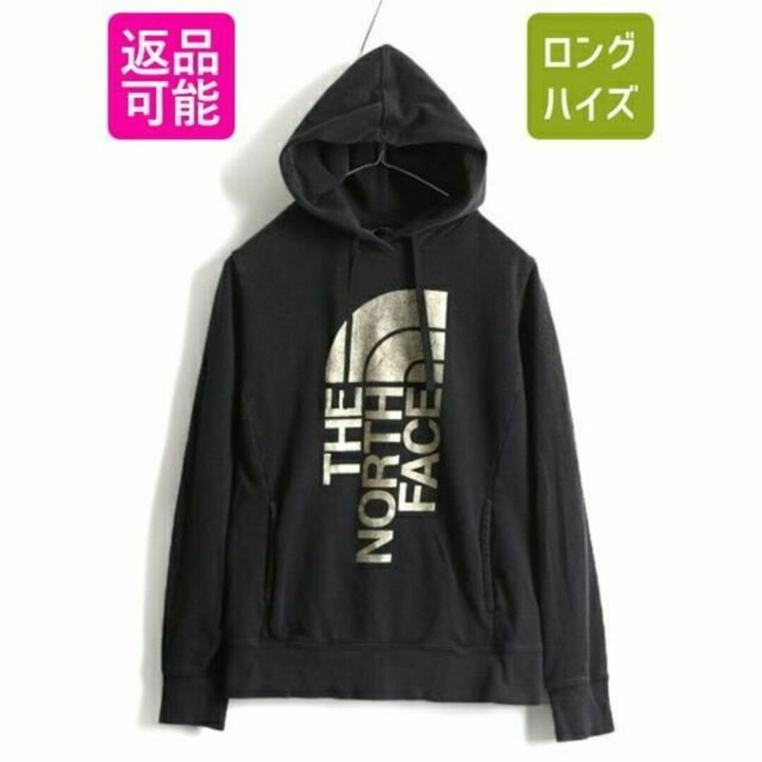 人気 黒 ■ ノースフェイス ビッグ ロゴ プリント スウェット フード パーカ