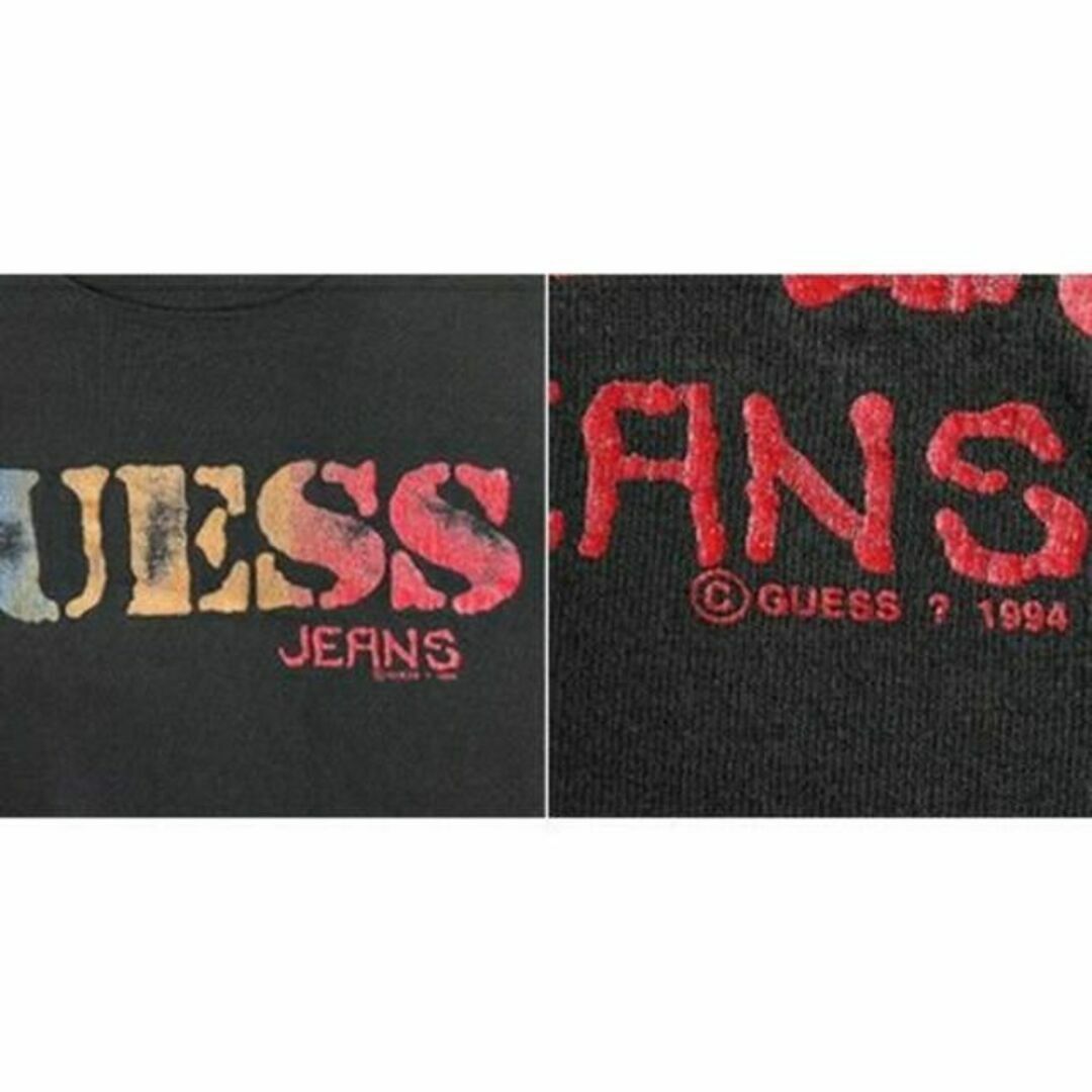 GUESS(ゲス)の90s 人気 黒 ■ GUESS JEANS ゲス ジーンズ ビッグ ロゴ プリ メンズのトップス(Tシャツ/カットソー(半袖/袖なし))の商品写真