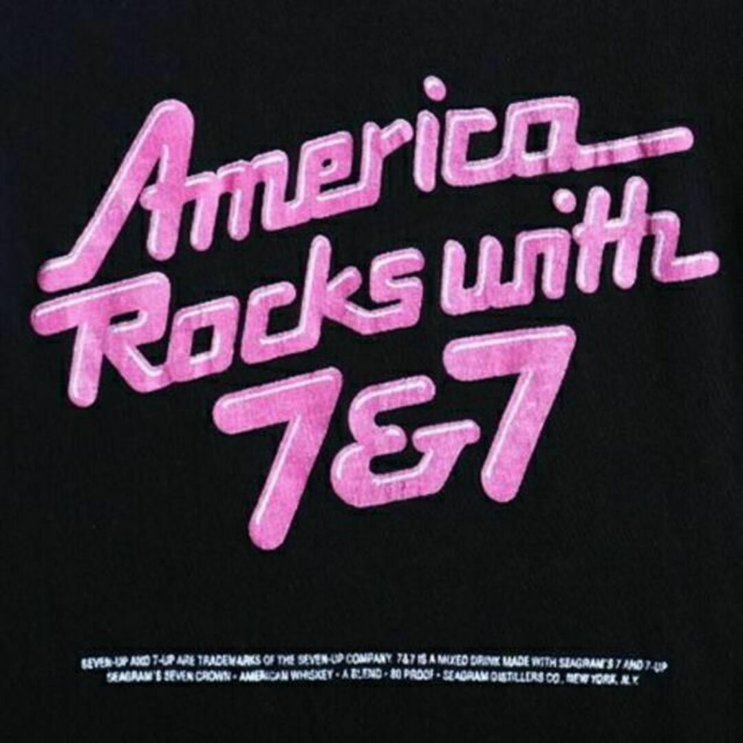 80's USA製 人気 黒 □ 7UP 7クラウン 企業 ロゴ プリント 半袖の通販