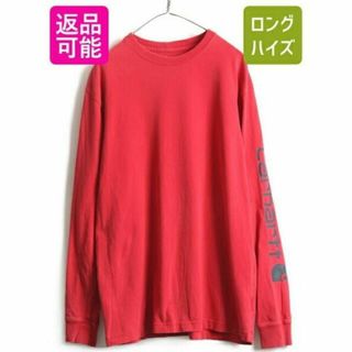 カーハート(carhartt)の■ カーハート 袖 プリント コットン 長袖 Tシャツ ( メンズ M ) 古着(Tシャツ/カットソー(半袖/袖なし))