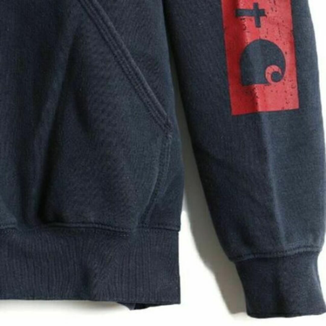 carhartt 袖プリント 長袖 ワッペン 裏起毛プルオーバーパーカー-