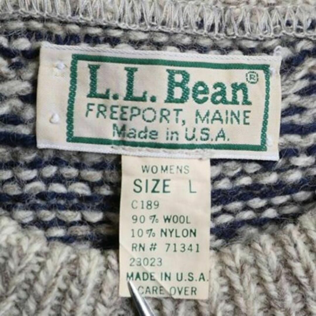 L.L.Bean(エルエルビーン)の80s USA製 エルエルビーン バーズアイ ウール ニット セーター 総柄 レディースのトップス(ニット/セーター)の商品写真