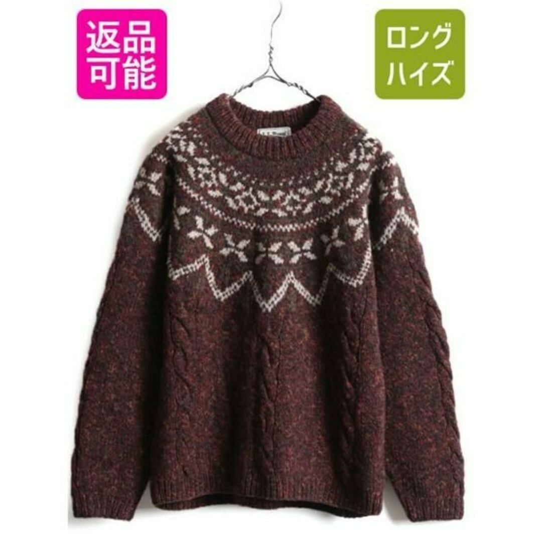 美品 L.L.Bean エルエルビーン コットンカシミヤ ノルディック タートルニットプルオーバー S/ピンク トップス【2400013209922】