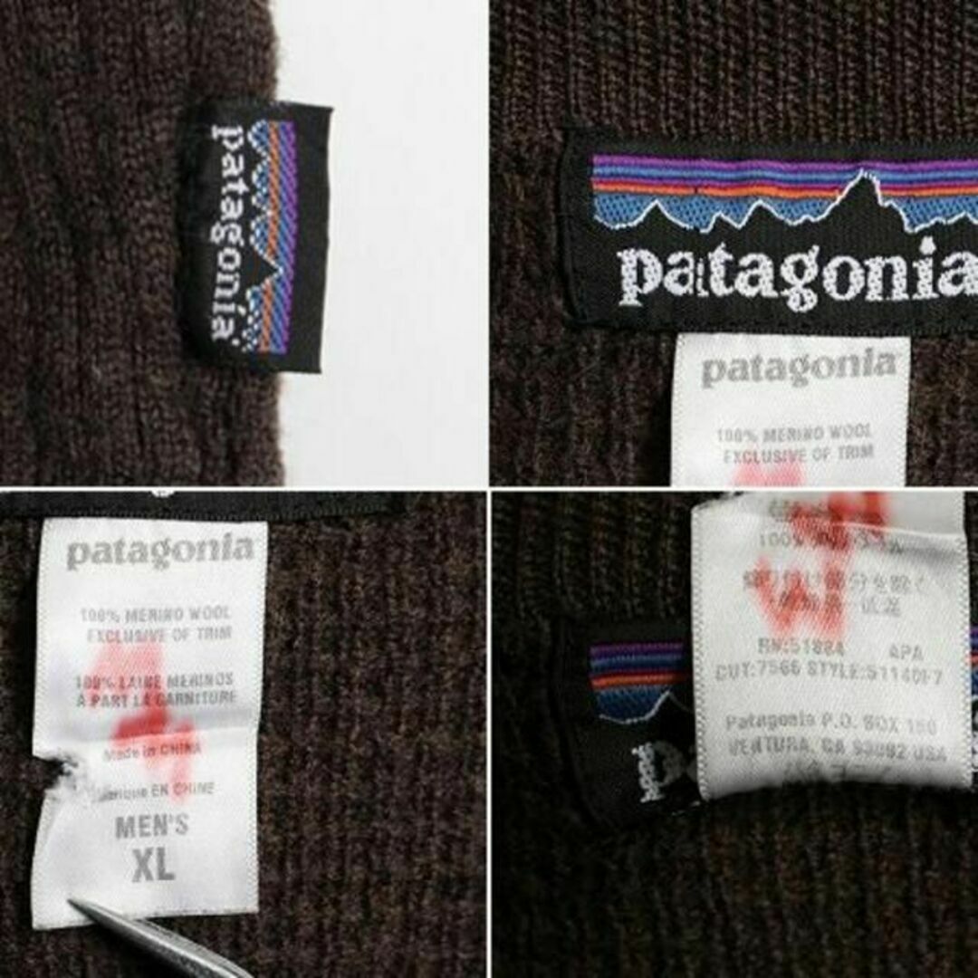 patagonia(パタゴニア)のパタゴニア メリノ ウール ニット セーター 1/4ジップ メンズ XL 茶 メンズのトップス(ニット/セーター)の商品写真