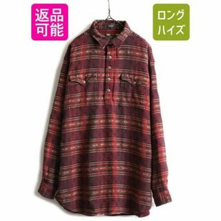 90s ORVIS ネイティブ プルオーバー 長袖 シャツ XL オービス 総柄(シャツ)