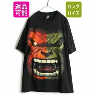 00s 大きいサイズ XXL 人気 黒 ■ MARVEL オフィシャル ハルク (Tシャツ/カットソー(半袖/袖なし))