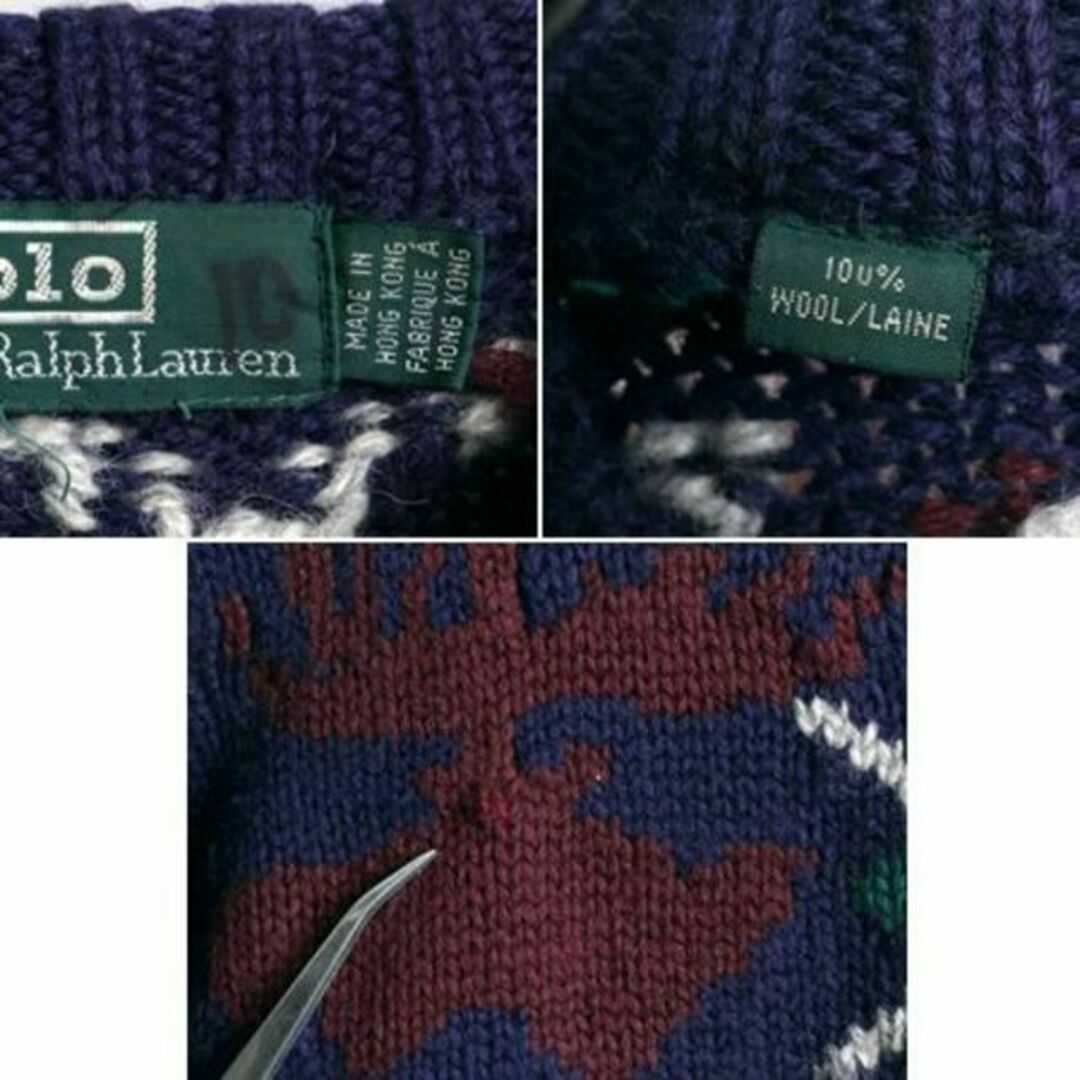 Ralph Lauren(ラルフローレン)の90s POLO ポロ ラルフローレン 総柄 ウール ニット セーター S 程 メンズのトップス(ニット/セーター)の商品写真