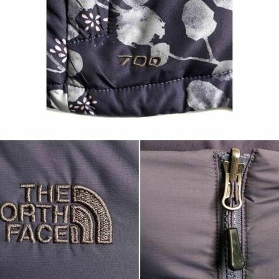 THE NORTH FACE(ザノースフェイス)のノースフェイス ヌプシ ダウン ベスト XL 700フィル 紫 花柄 アウトドア レディースのジャケット/アウター(ダウンベスト)の商品写真