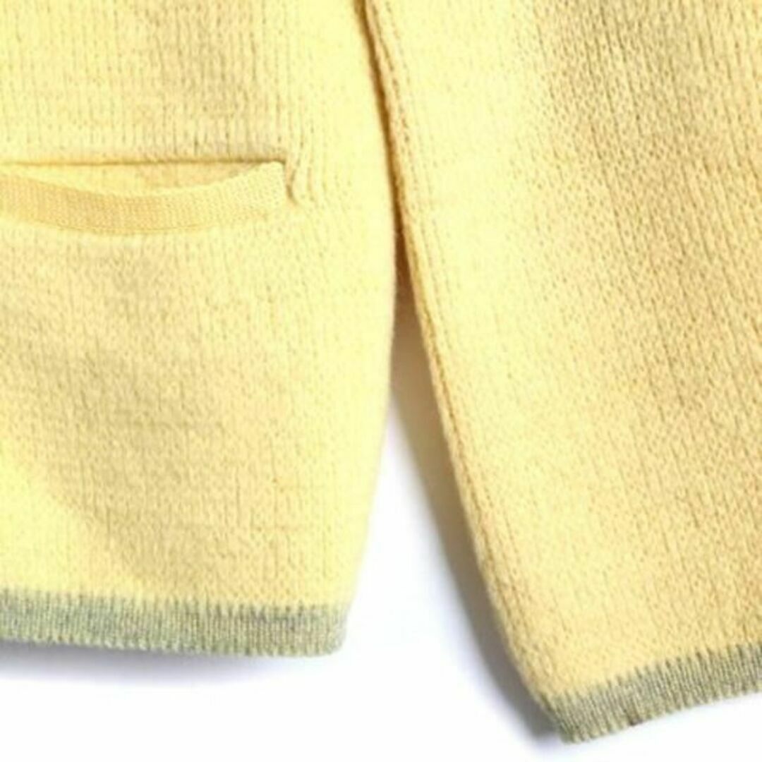 60s ビンテージ ウール 長袖 ニット カーディガン M 古着 黄 毛長 無地 60s ビンテージ ウール 長袖 ニット カーディガン M 古着 黄 毛長 無地