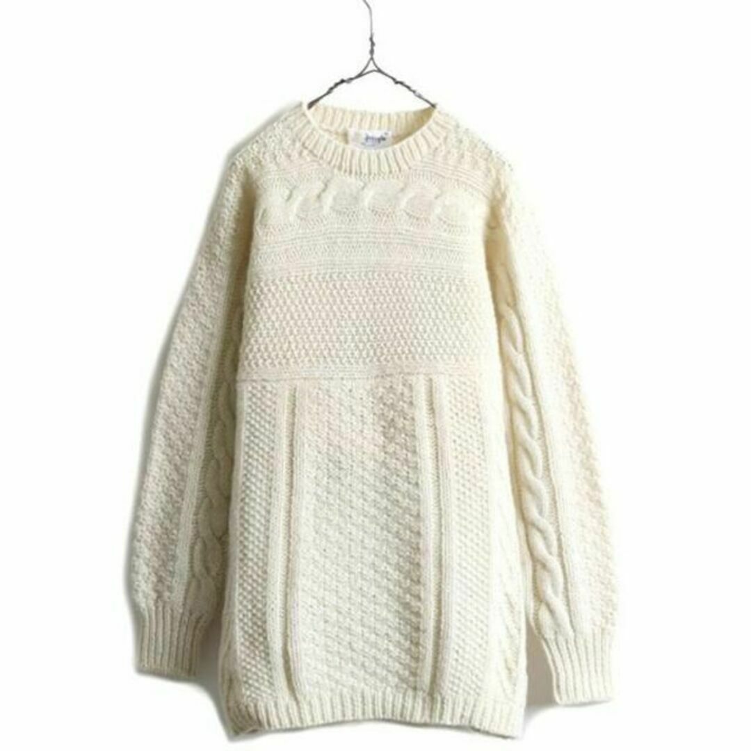 手編み 80s PRINGLE フィッシャーマン ニット セーター メンズ M 1