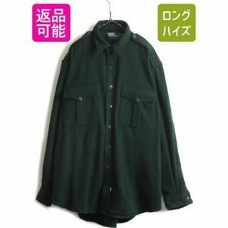 ラルフローレン(Ralph Lauren)の90s ポロ ラルフローレン ラム ウール 長袖 CPO シャツ XL 緑 肉厚(シャツ)