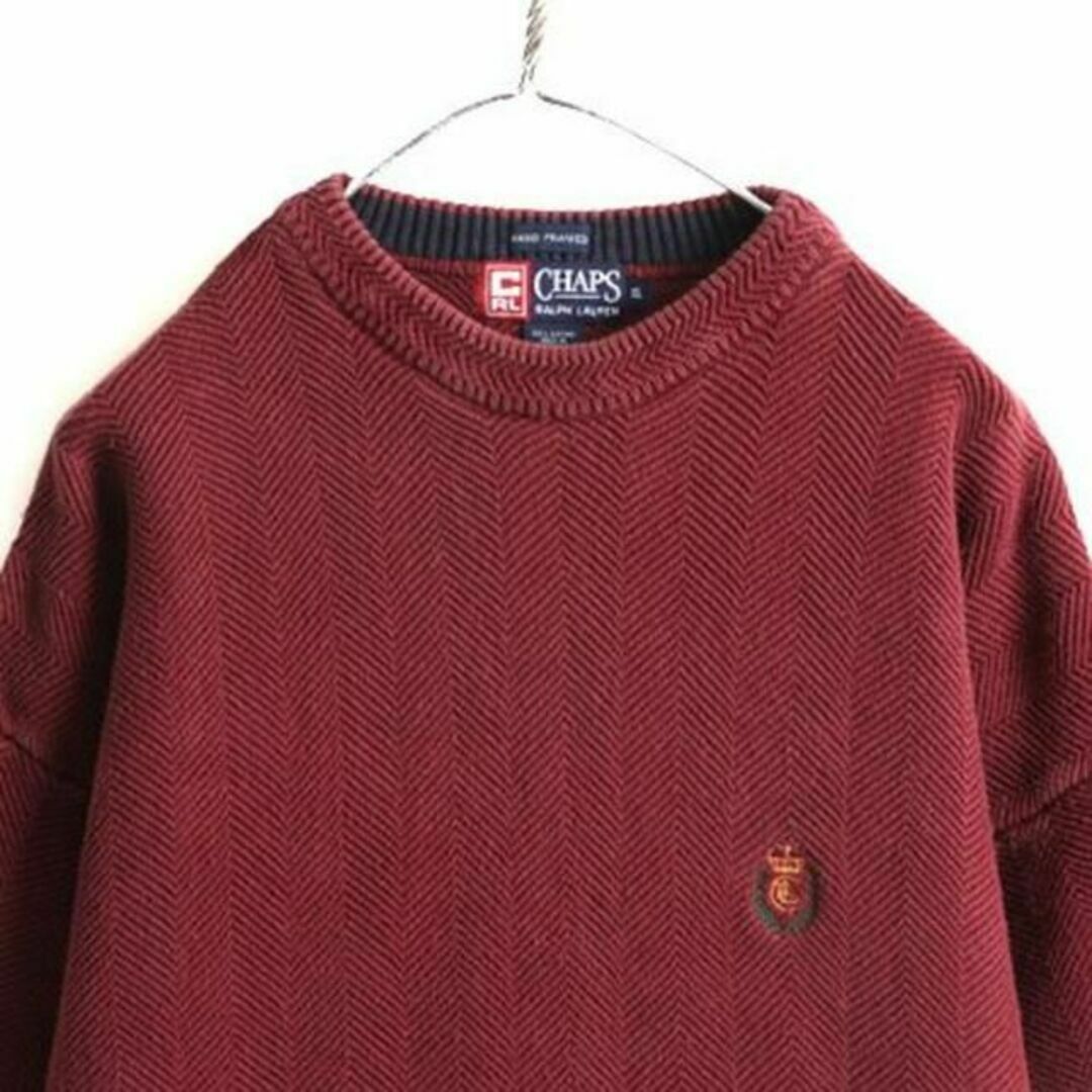 Ralph Lauren(ラルフローレン)の90s チャップス ラルフローレン コットン ニットセーター XL ポロ エンジ メンズのトップス(ニット/セーター)の商品写真