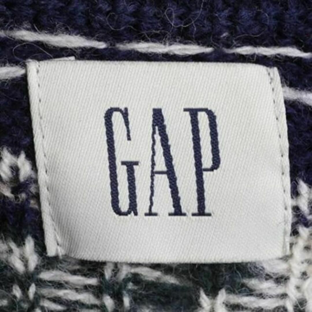 90s OLD GAP ノルディック シェットランド ウール ニット 紺 XS メンズのトップス(ニット/セーター)の商品写真