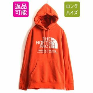 ザノースフェイス(THE NORTH FACE)のノースフェイス プリント スウェットパーカー プルオーバー 裏起毛 L オレンジ(パーカー)