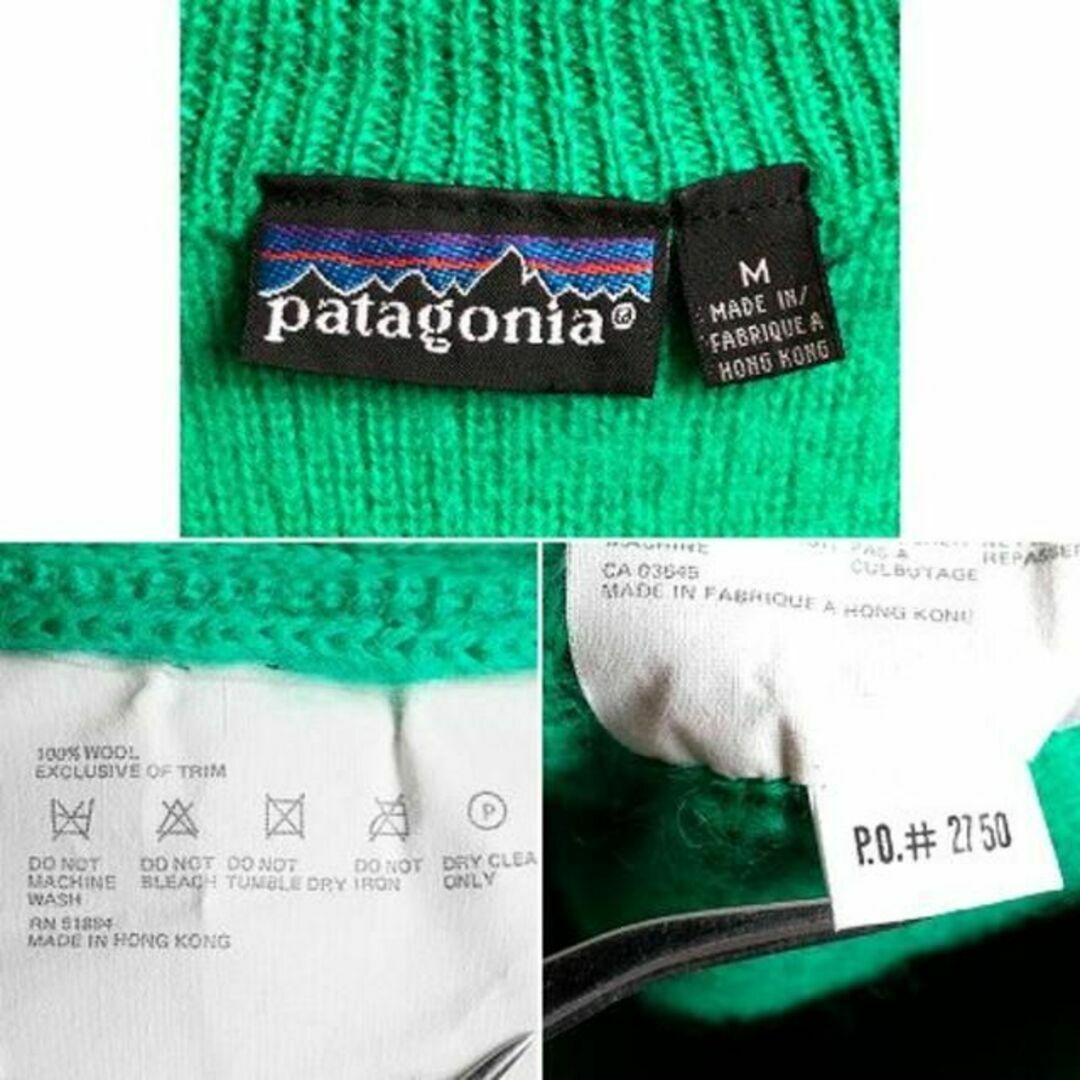 patagonia(パタゴニア)の90s パタゴニア ハイネック ウール ニット セーター M 緑 ハーフジップ メンズのトップス(ニット/セーター)の商品写真