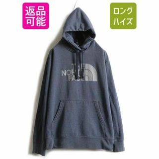 ザノースフェイス(THE NORTH FACE)のノースフェイス プリント スウェットパーカー プルオーバー 裏起毛 XL 青 灰(パーカー)