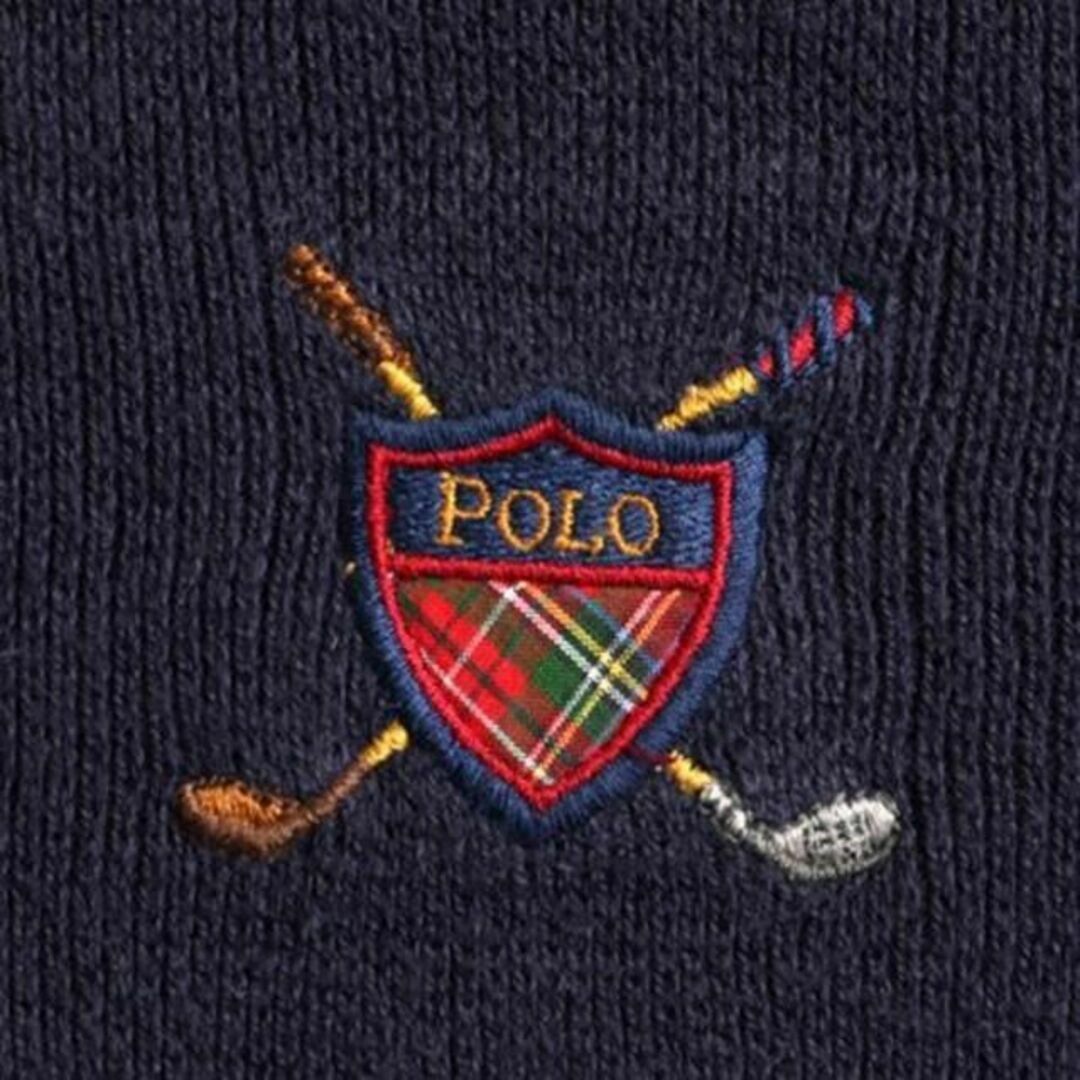 Ralph Lauren(ラルフローレン)の90s 初期 ポロ ゴルフ ラルフローレン リブ編み ニット セーター L 紺 メンズのトップス(ニット/セーター)の商品写真