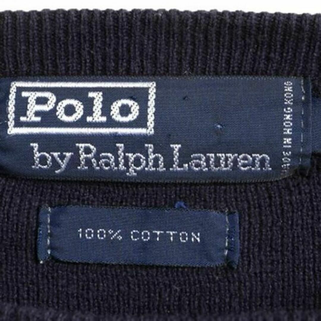 Ralph Lauren(ラルフローレン)の90s 初期 ポロ ゴルフ ラルフローレン リブ編み ニット セーター L 紺 メンズのトップス(ニット/セーター)の商品写真