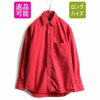 90s OLD GAP コットン 長袖 シャツ オールド ギャップ レッド 無地(シャツ)