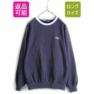 ラルフローレン(Ralph Lauren)の90s ポロ ラルフローレン リンガー スウェット トレーナー 裏起毛 M 紺(スウェット)