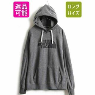 ザノースフェイス(THE NORTH FACE)のノースフェイス ロゴ 刺繍 スウェットパーカー レディース XL 裏起毛 グレー(パーカー)