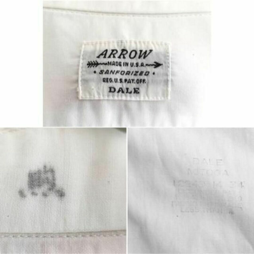 ARROW - 50s USA製 ARROW マチ付き コットン 長袖 シャツ 白 ARROW - 50s USA製 ARROW マチ付き コットン 長袖 シャツ 白