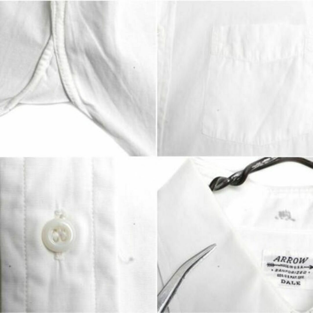 50s USA製 ARROW マチ付き コットン 長袖 シャツ 白シャツ S 程 50s USA製 ARROW マチ付き コットン 長袖 シャツ 白シャツ S 程