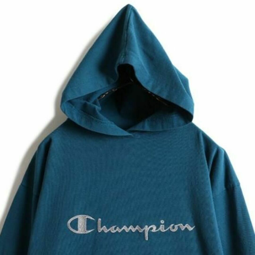 Champion(チャンピオン)の90s USA製 チャンピオン フード付き 長袖Tシャツ パーカー ビッグ ロゴ メンズのトップス(Tシャツ/カットソー(七分/長袖))の商品写真