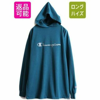 チャンピオン(Champion)の90s USA製 チャンピオン フード付き 長袖Tシャツ パーカー ビッグ ロゴ(Tシャツ/カットソー(七分/長袖))