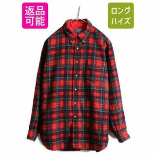 ペンドルトン(PENDLETON)の70s USA製 ペンドルトン チェック ボタンダウン 長袖 ウール シャツ L(シャツ)