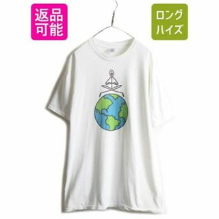 90s アート プリント 半袖 Tシャツ XL ポップ 地球 ヘビーウェイト 白 ...