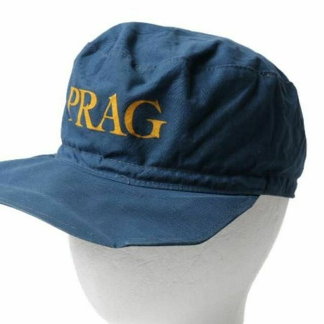 ユーロ ビンテージ 1点物 PRAG プリント コットン ワーク キャップ 薄手