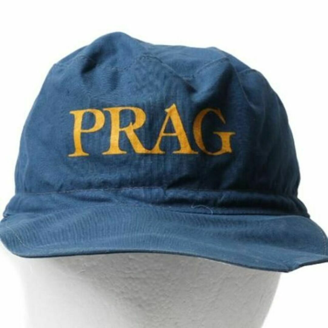 ユーロ ビンテージ 1点物 PRAG プリント コットン ワーク キャップ 薄手 メンズの帽子(キャップ)の商品写真