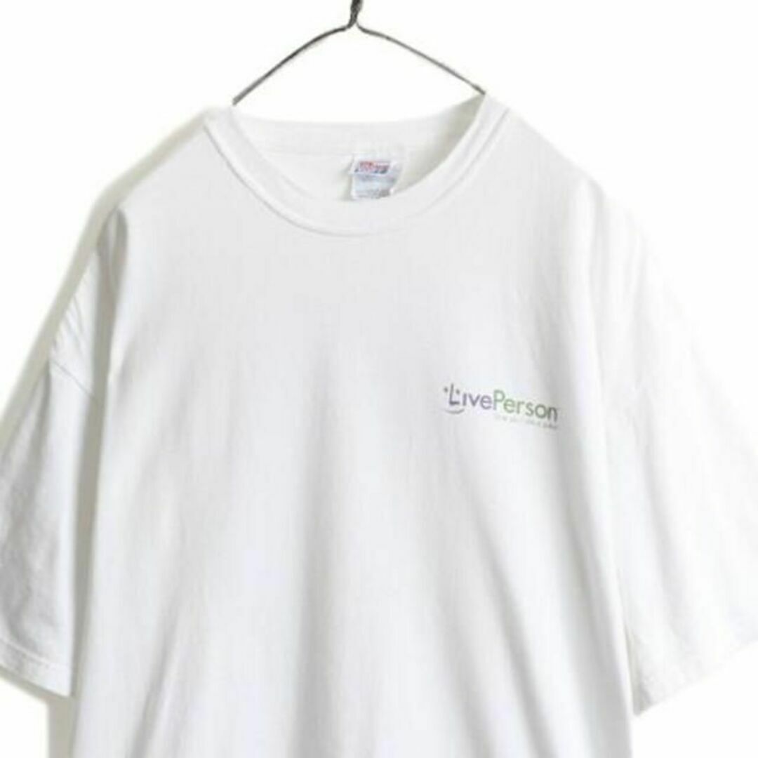 トップス未使用 00s 企業 両面 プリント 半袖Tシャツ XL 白 オールド ヘインズ