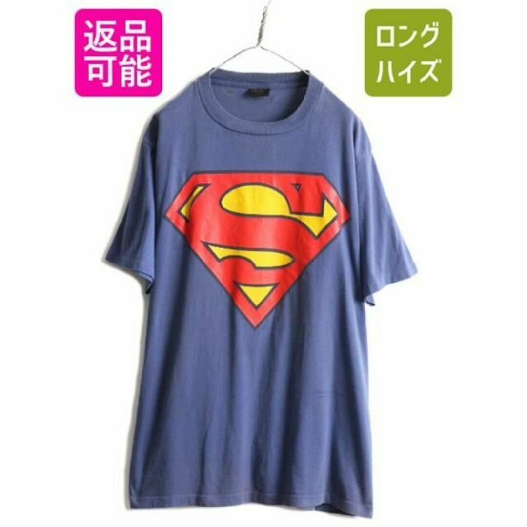 Tシャツ/カットソー(半袖/袖なし)90s スーパーマン ロゴ プリント Tシャツ XL キャラクター オフィシャル