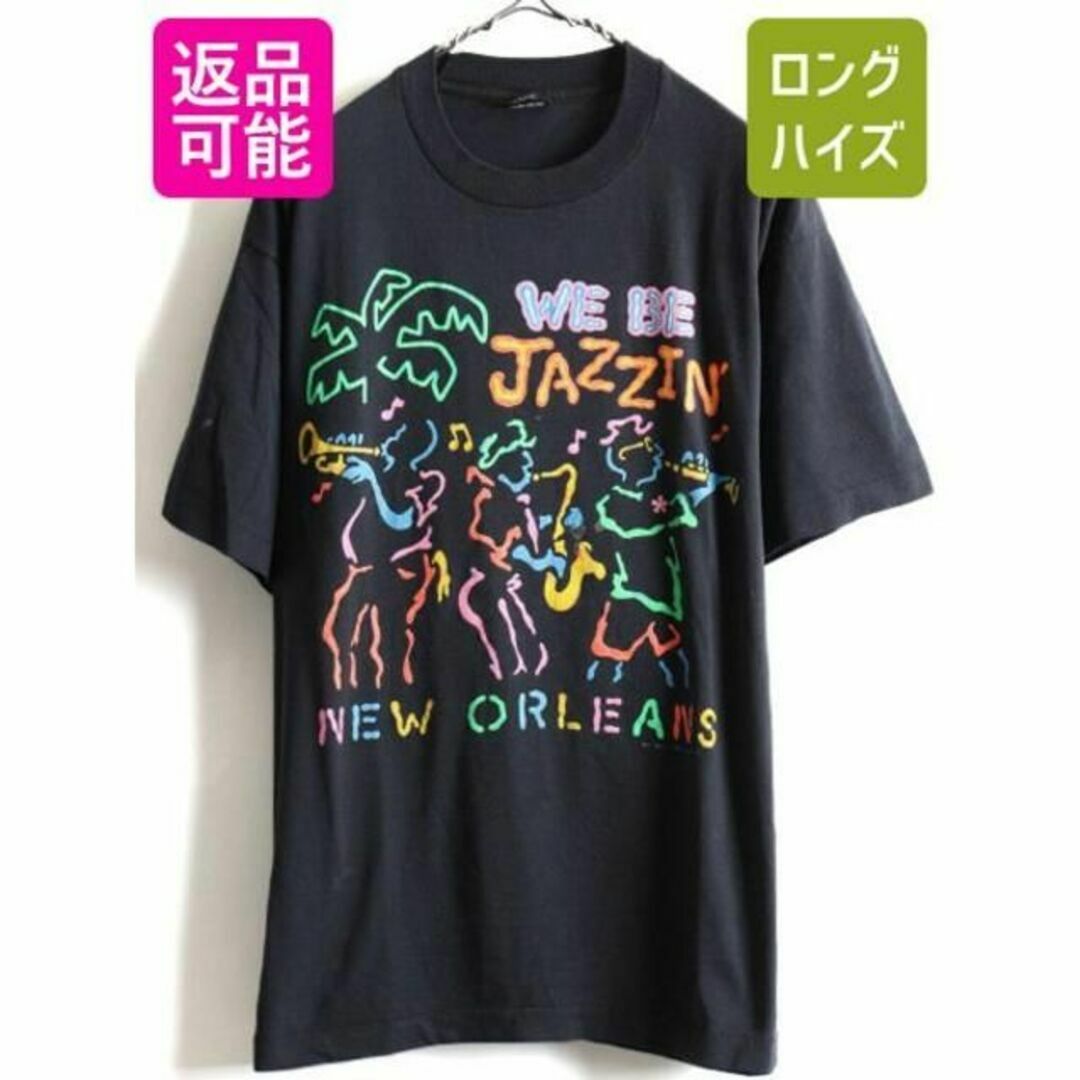 Tシャツ/カットソー(半袖/袖なし)90s USA製 ジャズ アート プリント 半袖 Tシャツ メンズ XL