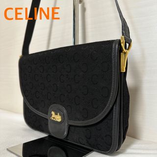 セリーヌ(celine)の【美品】セリーヌ　ショルダーバッグ　Cサルキー　ヴィンテージ　キャンバス　レザー(ショルダーバッグ)