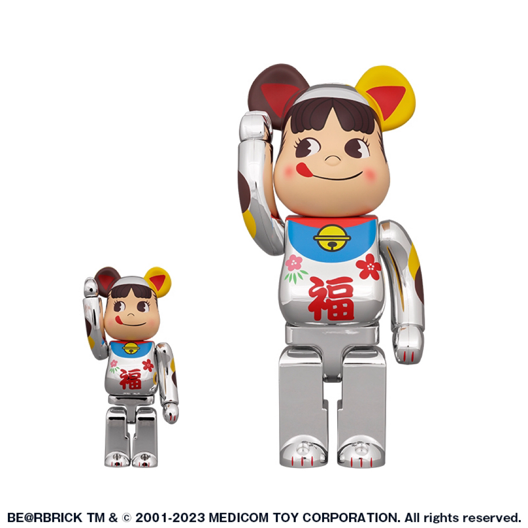 BE@RBRICK  招き猫 ペコちゃん 福 銀メッキ 100%\u0026400%