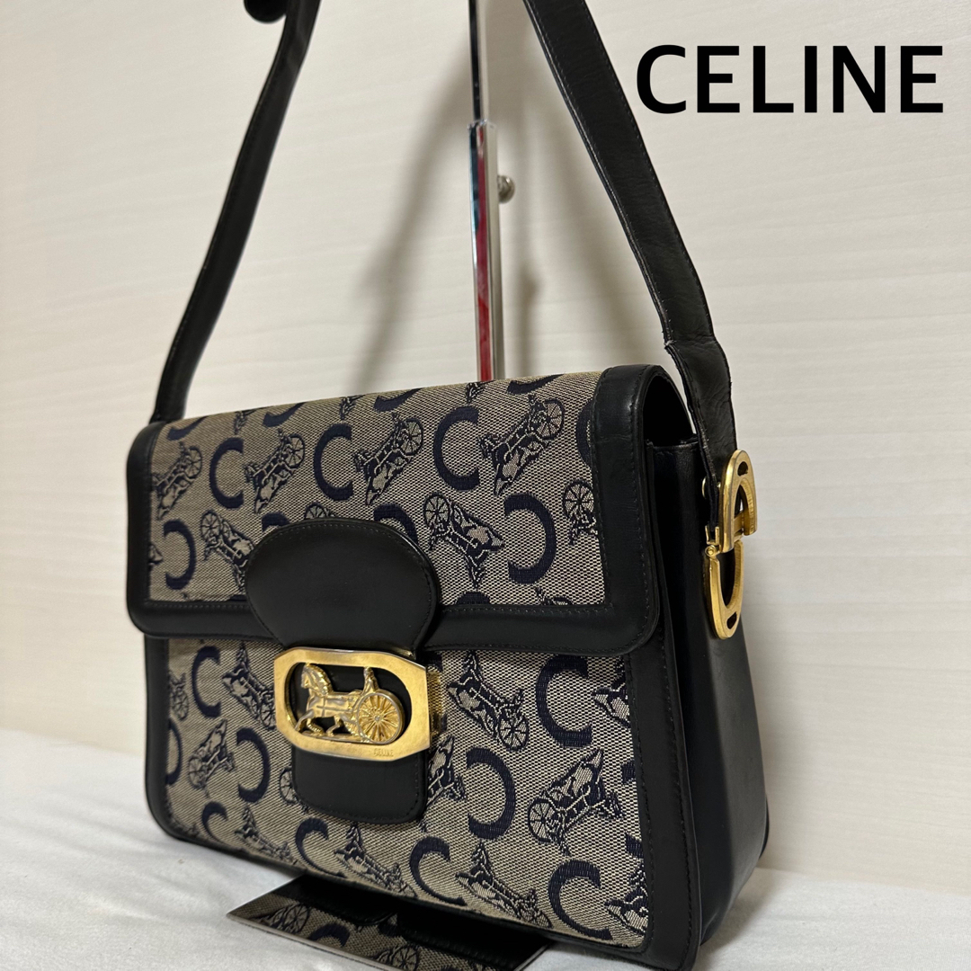 CELINE セリーヌ ヴィンテージ 馬車金具 Cマカダム レザー 　バッグ