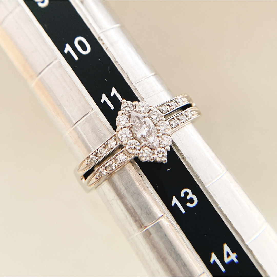 鑑別付 Pt900 天然 ピンクダイヤモンド リング マーキスカット 美品