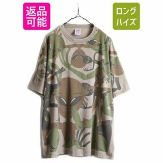 90s エイリアン オールオーバー プリント 半袖 Tシャツ XL 宇宙人 カモ(Tシャツ/カットソー(半袖/袖なし))