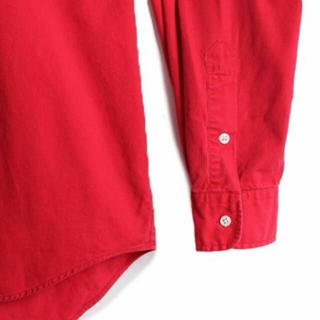Ralph Lauren(ラルフローレン)の90s ラルフローレン コットン 長袖 ボタンダウン シャツ ポニー刺繍 L 赤 メンズのトップス(シャツ)の商品写真