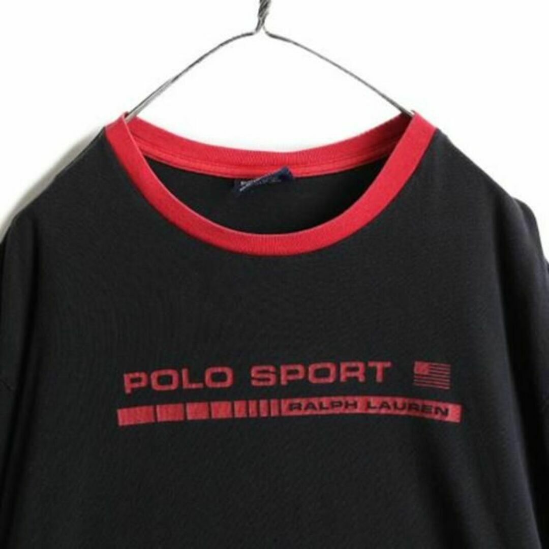 Ralph Lauren(ラルフローレン)の90s ポロスポーツ ラルフローレン プリント 長袖Tシャツ XL 黒 2トーン メンズのトップス(Tシャツ/カットソー(七分/長袖))の商品写真