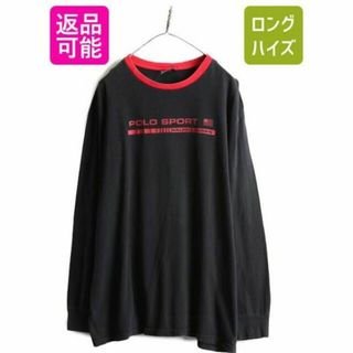 ラルフローレン(Ralph Lauren)の90s ポロスポーツ ラルフローレン プリント 長袖Tシャツ XL 黒 2トーン(Tシャツ/カットソー(七分/長袖))