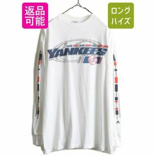 アディダス(adidas)の00s adidas MLB ヤンキース プリント 長袖 Tシャツ L 大リーグ(Tシャツ/カットソー(七分/長袖))