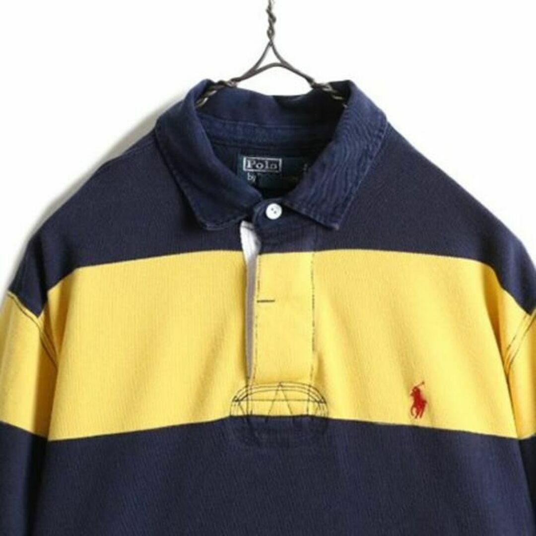 Ralph Lauren(ラルフローレン)の90s オールド ポロ ラルフローレン ワイド ボーダー 長袖 ラガーシャツ L メンズのトップス(シャツ)の商品写真