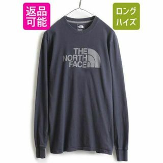 ザノースフェイス(THE NORTH FACE)のノースフェイス ビッグ ロゴ プリント 長袖 Tシャツ S ロンT ロゴT 紺(Tシャツ/カットソー(七分/長袖))