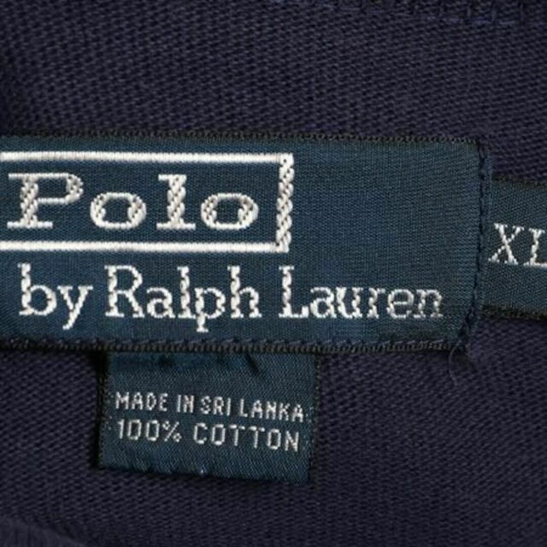 90s ポロ ラルフローレン タートルネック 長袖 Tシャツ XL 紺 ロンT