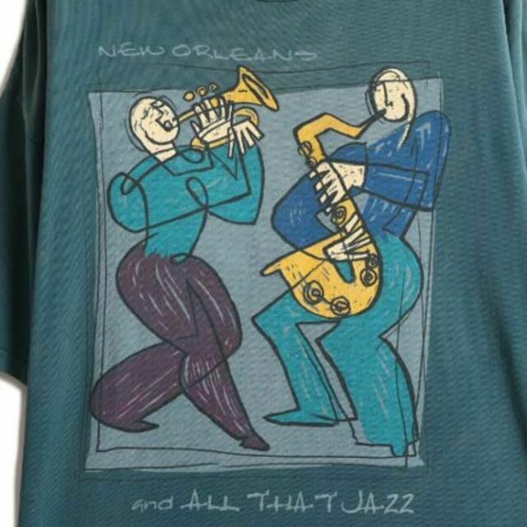 90s ジャズ アート プリント Tシャツ XL 古着 オールド イラスト 90s ジャズ アート プリント Tシャツ XL 古着 オールド イラスト